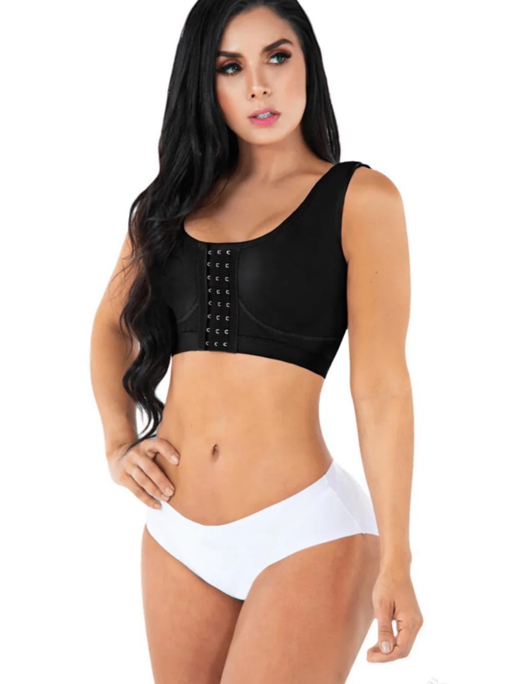 Black Front-Closure Compression Sports Bra - Women Intimates & Sleepwear